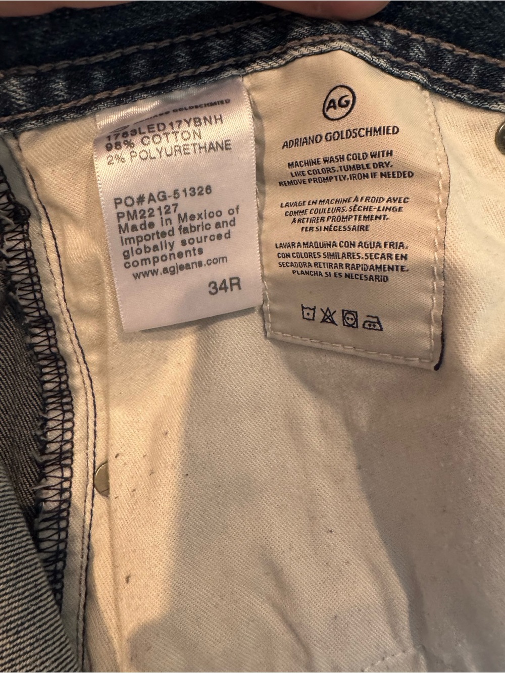 AG Adriano Goldschmied Slim Straight Washed Blue Jeans- 34R - Picture 5 of 5